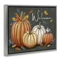 thumbnail image 4 of Stupell Industries Welcome with Autumnal Pumpkins Holiday Painting Gray Floater Framed Canvas Art Print Wall Art, 21 x 17, 4 of 10