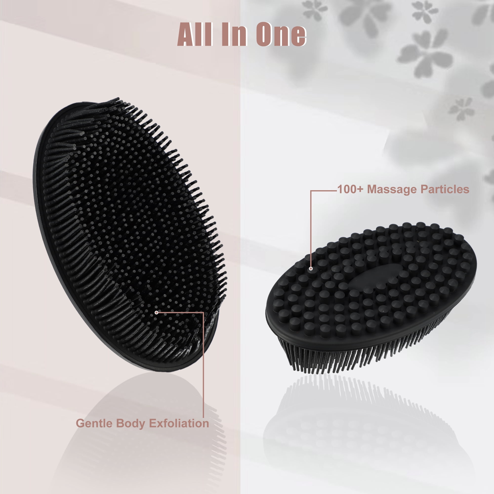 Unique Bargains Silicone Body Scrubber Soft Shower Exfoliating Brush Black