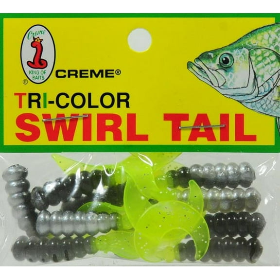 Crème Tri Color Swirl Tail Lure, Chartreuse Shad
