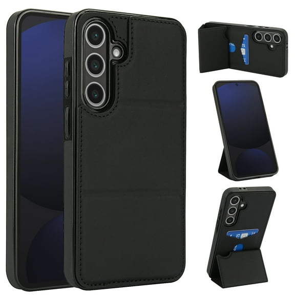 Allytechgroup Wallet Case for Samsung Galaxy S24 FE with Credit Card Slot, PU Leatehr Phone Case with Stand RFID Blocking Shockproof Back Cover for Samsung Galaxy S24 FE for Women Men, Black