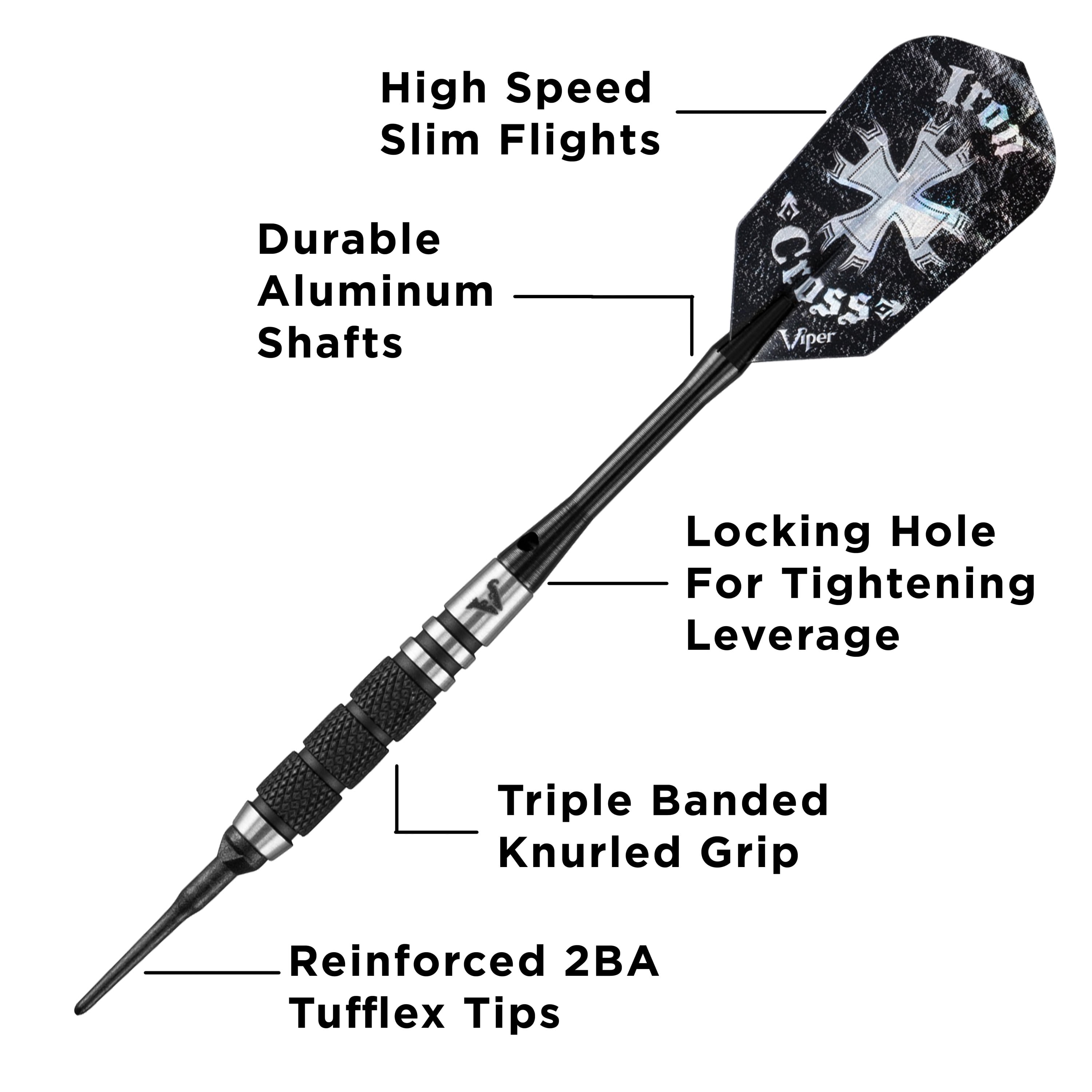 Viper Desperado 80% Tungsten Soft Tip Dart Set, Double Knurled 18 Grams