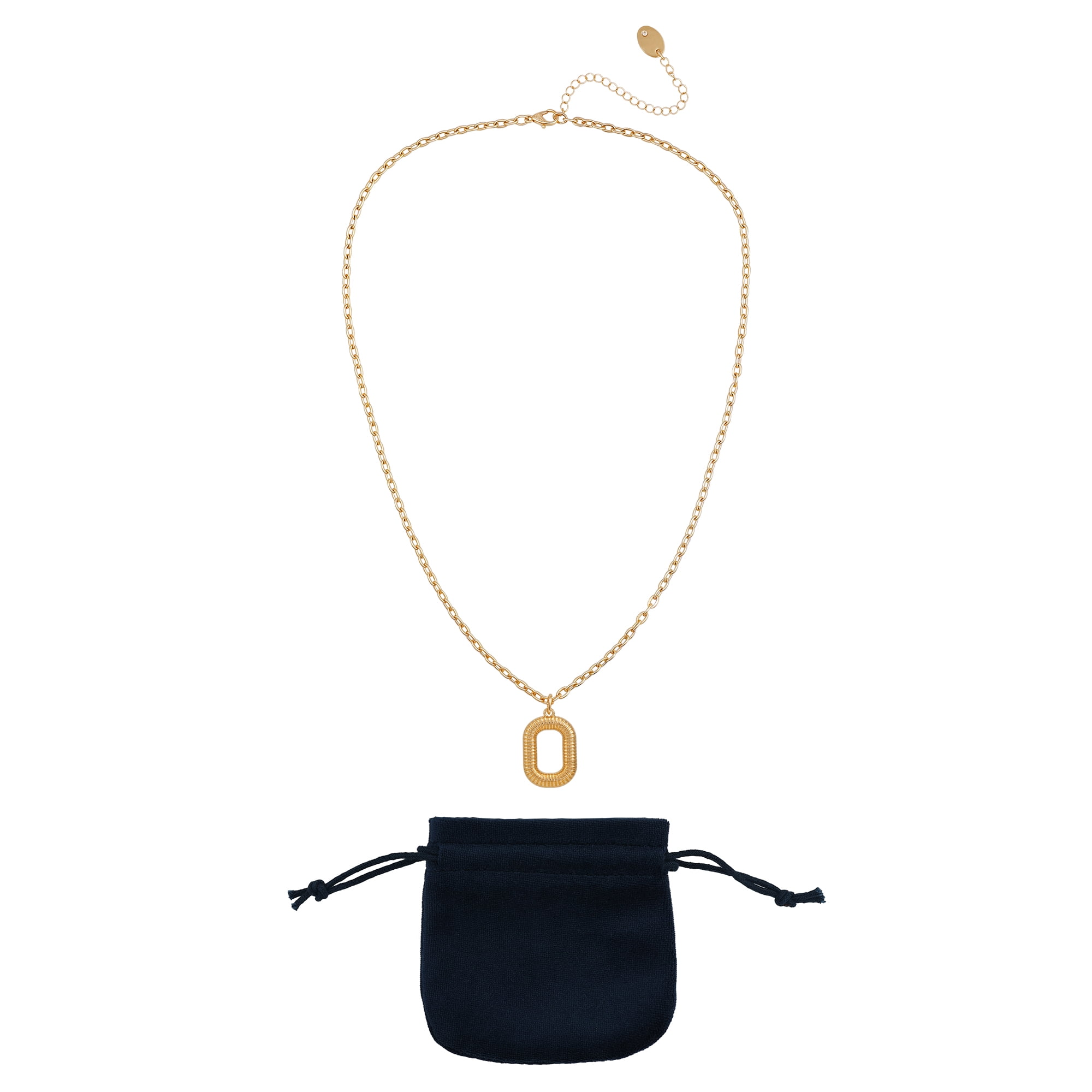 Time and Tru Women's Goldtone Initial O Necklace with Giftable Pouch