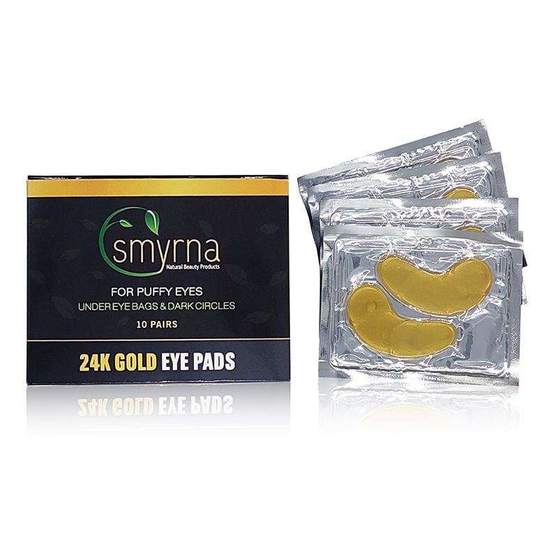 Smyrna 24k Nano Gold Collagen Eye Mask Pads 10 Pairs - Under Eye Patches - for Puffy Eyes, Dark Circles, Puffiness