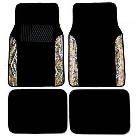 Surreal Camouflage 4 Piece Car Truck Twoet Floor mats Forest Pattern Black Color