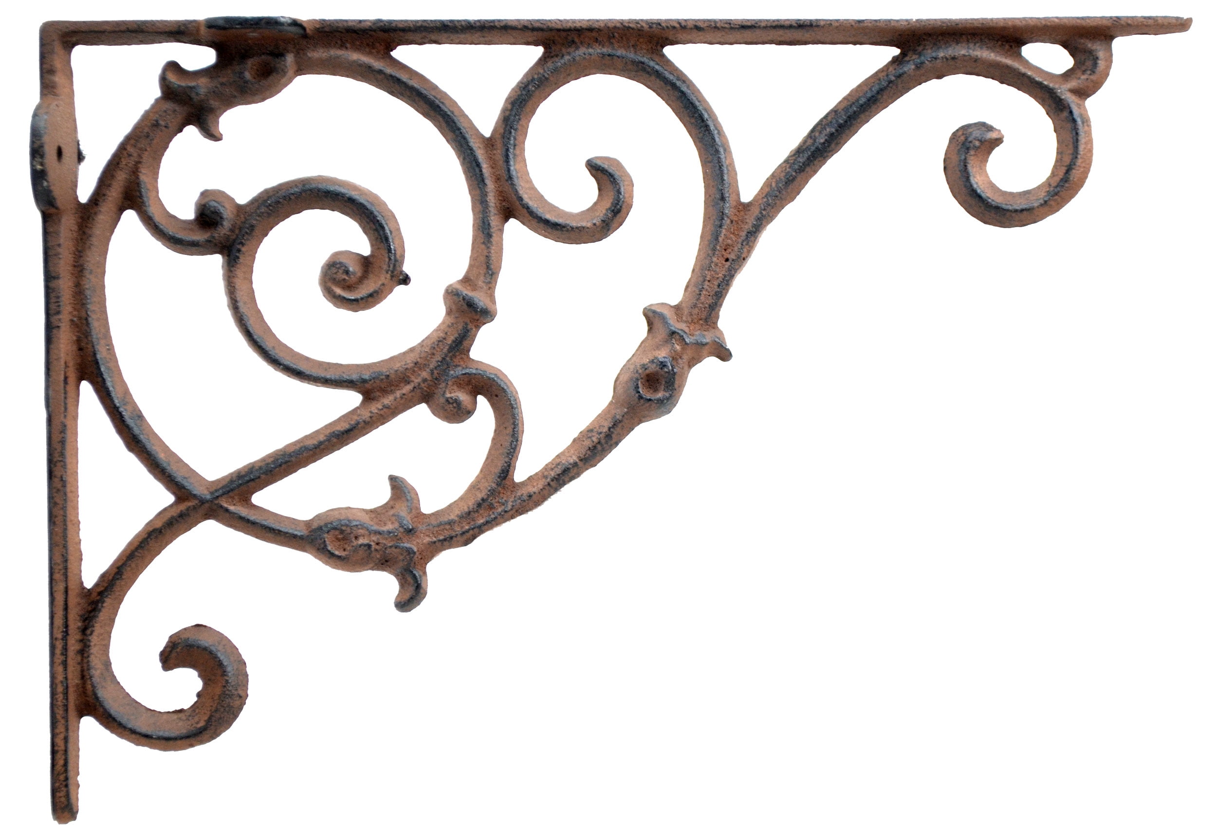 Decorative Wall Shelf Bracket Ornate Curly Floral Vine Brown 10.