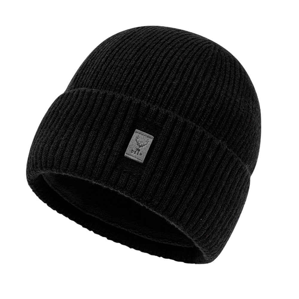 Mens Winter Skull Cap Unisex Beanie Cap Knit Beanie Warm Thick Lined