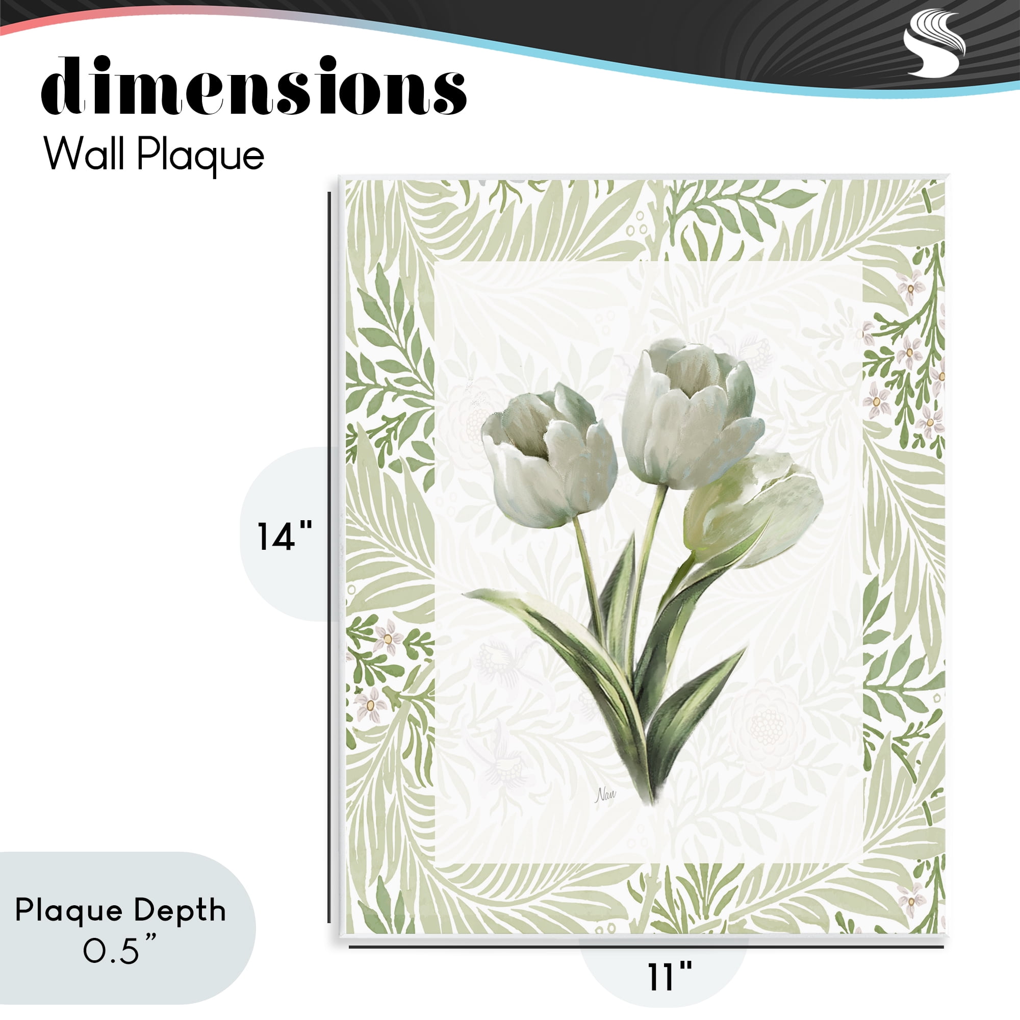 Stupell Industries Pale Green Tulip Trio Wall Plaque Art, design by Nan