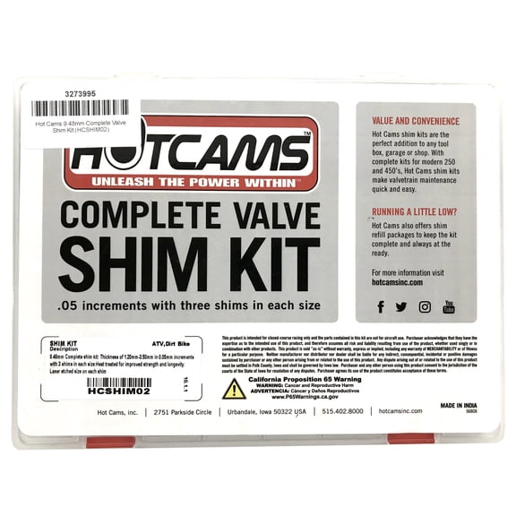 Hot Cams 9.48mm Complete Valve Shim Kit (HCSHIM02)