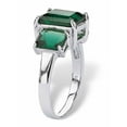 thumbnail image 3 of PalmBeach Jewelry Emerald-Cut Simulated Green Emerald 3-Stone Ring in Sterling Silver, 3 of 6