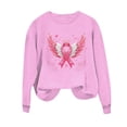 thumbnail image 4 of Nmnitkp Women Breast Cancer Awareness Sweatshirt Pink Ribbon Inspirational Tops Casual Long Sleeve Fall Winter Pullover Pink,L, 4 of 5