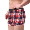 thumbnail image 3 of Kdxio Men's Boxer Briefs with Heart Plaid Print - Comfortable and Breathable Underwear for Everyday Wear, 3 of 7