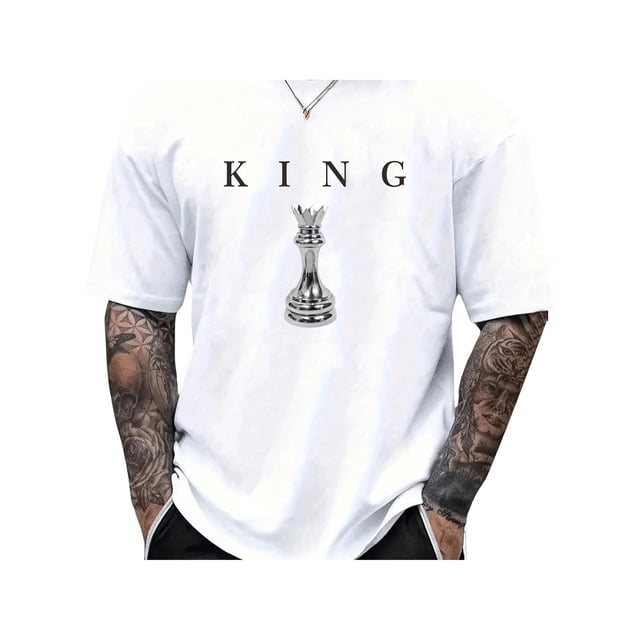 Playera Para Hombre - T-shirtTHE KING Chess Cotton T-shirt Men's 220g Tee For Adult, Men, Women, Teen, Teenager, Adolescent, YouthFather's Day, Mother's Day, New Year, Spring Festival, Valentine's D