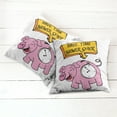 thumbnail image 2 of Ambesonne Funny Throw Pillow Cover 2 Pack, Save Time Shower Quick Piggy, 24", Pink and Yellow, 2 of 6