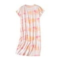thumbnail image 2 of Homgro Women's Cute Short Nightgown Soft Tie Dye Cotton Pajamas Shirt Pastel Lounging Midi Summer Spring Comfy Sleeping Pjs Orange Medium, 2 of 4
