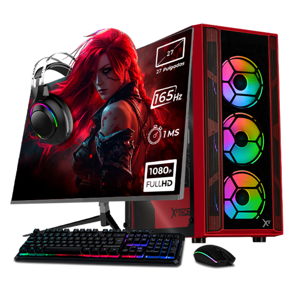 Xtreme PC Gaming Geforce RTX 5060 AMD Ryzen 7 5700 32GB SSD 1TB Monitor 27 165Hz WIFI Red