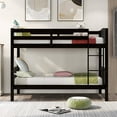 JINNA Solid Hardwood Bunk Bed TwinOverTwin with Safety Guard Rail