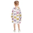 thumbnail image 3 of Girls' long-sleeved dress Cute Cat and Love Girls' A-line dress with ribbed cuffs Soft and comfortable, 3 of 6