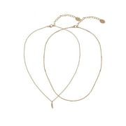 Time And Tru Women's Gold Tone Metal Feather Layered Pendant Necklace