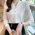 thumbnail image 4 of Blusas para mujer,Suéter de cuello en V para mujer, jersey informal de manga larga, tejido de poliéster suave, versátil para uso diario, sopatenor, 4 of 8