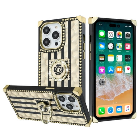 Gold Series Square Case With Ring Grip (D) for iPhone 13 Pro Max