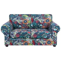 Smiry Couch Cover with 2 Separate Cushion Cover, Stretch Elastic 2-Seater Sofa Cover, Paisley Floral