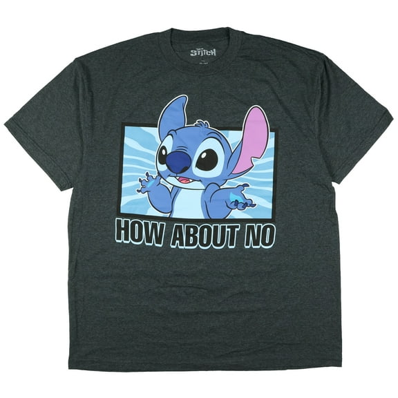 Disney Stitch T-Shirt Men's How About No Blue Alien Adult Tee