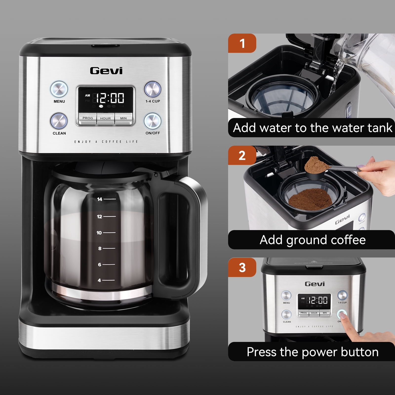 Gevi Programmable Brewing System 14-Cup Drip Coffee Makers