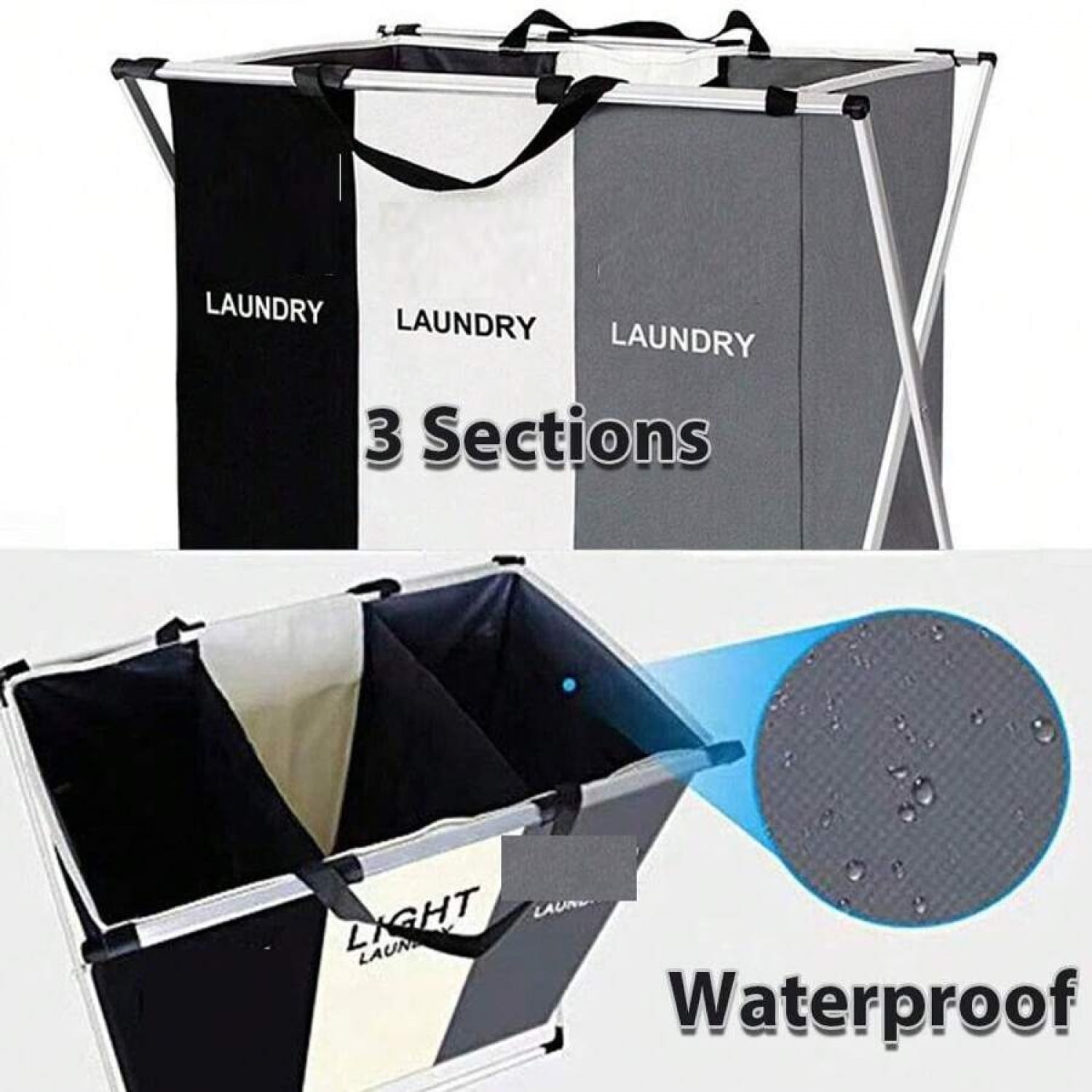 110L Large Laundry Basket,3 Section Sorted Laundry Hamper For Laundry Room Organization,Collapsible Hamper,Suitable For Clothing Storage,Toy Storage,Yoga Mat Storage