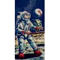 thumbnail image 2 of Retrobot 14x24 Black Ornate Wood Framed with Double Matting Museum Art Print Titled - Moon Astronaut, 2 of 4