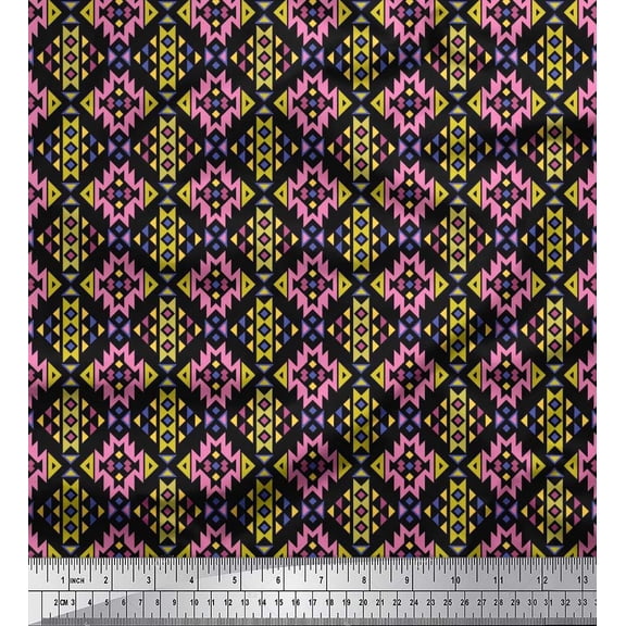 Soimoi Cotton Duck Fabric Aztec Geometric Print Fabric by The Yard 42 Inch Wide