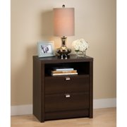 Prepac Yaletown 2 Drawer Tall Nightstand Espresso Walmart Com Walmart Com