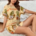 thumbnail image 4 of Pofeuu Gnomes Happy Thanksgiving Print Women's Pajama Set Short/Shorts Soft Button PJs Elastic Drawstring Waist Sleepwear-Large, 4 of 6