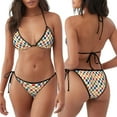 thumbnail image 3 of Naloa Floral Checkerboard Print Women Halter Bikini Set ,Two Piece Triangle Swimsuit,Tie Bathing Suit,Sexy Triangle Two Piece Swimwear, 3 of 5