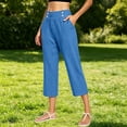 thumbnail image 5 of Women's Pants Cotton Linen Petite Summer Lightweight High Waist Straight Leg Summer Casual Fashion Trousers Pants For Women, 5 of 8