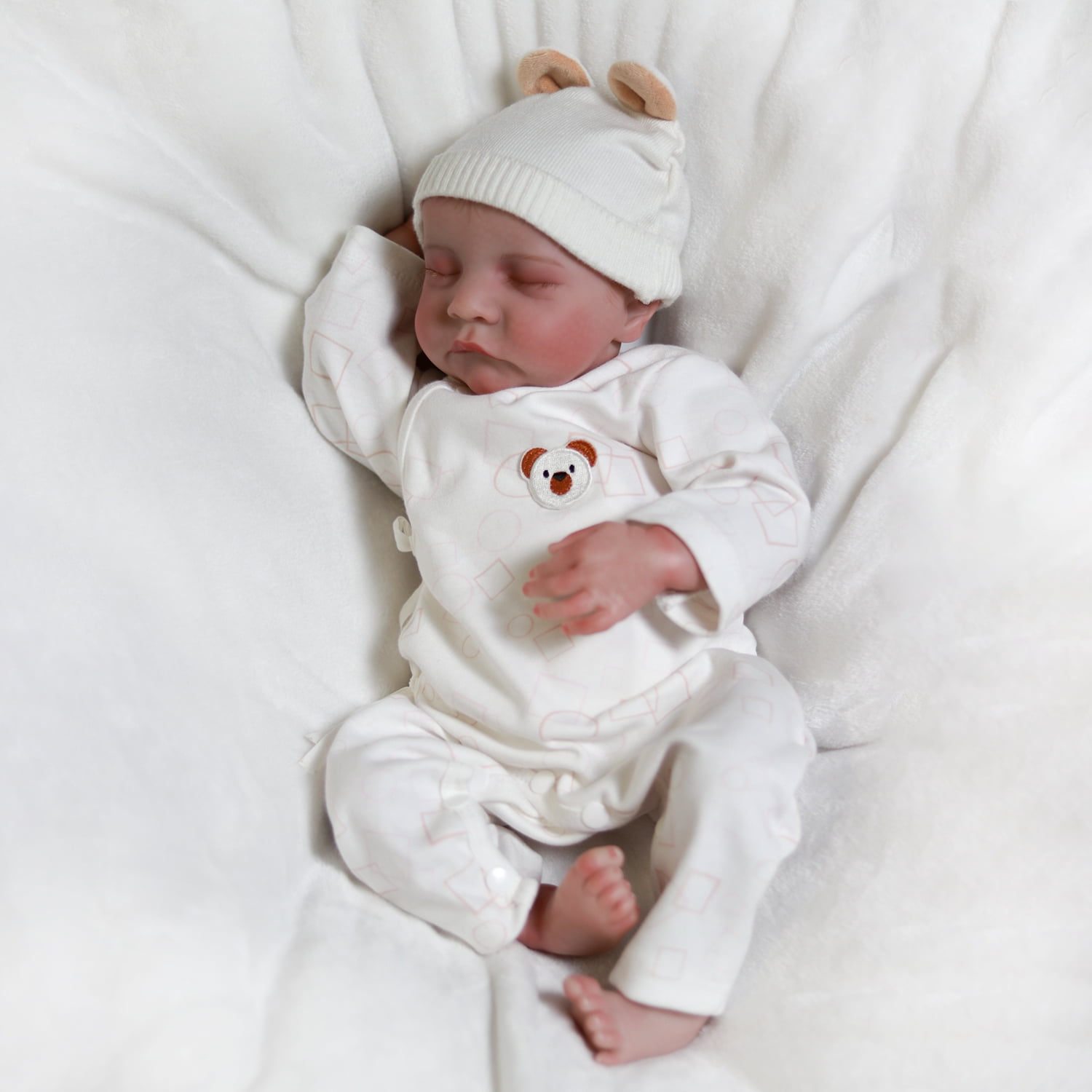 18 inch Lifelike Reborn Girl Doll Vinyl Realistic Newborn Sleeping Girl Soft Cloth Body Dolls Gift