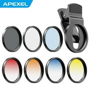 APEXEL APL-52UV-7G 7in1 Lens Filter Kit 52mm ND32 Filter Lens CPL Lens 6-Point Star Filter 52mm Grad Red /Blue /Yellow /Orange Filters Compatible with Most Smartphones and Camera Lenses with 52mm T