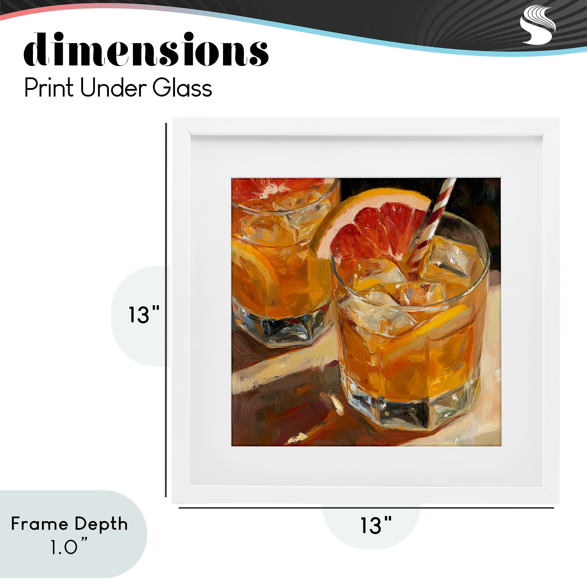 Stupell Industries Grapefruit Cocktail with Ice Cubes White Framed Print Under Glass, design by Petal Prints Design