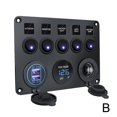 thumbnail image 1 of 5Gang 12V LED Light Switch Control Panel Voltmeter Car Dual J USB-Charger B3E5, 1 of 9