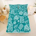 thumbnail image 5 of jejeloiu Ancient Paisley Queen Sheets For Men Women,Tropical Print Queen Sheet Sets,Teal White,4 Pieces,1 Flat Sheet, 1 Fitted Sheet and 2 Pillowcases, 5 of 6