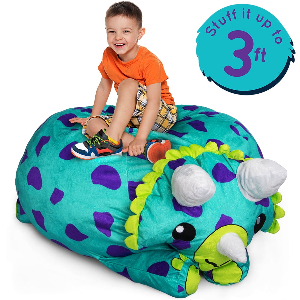 Dinosaur Stuffums, 3ft Stuffed Animal Storage Bean Bag Chair Holds 50