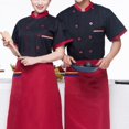 thumbnail image 3 of ENJOYW Unisex Short Sleeves Stand-up Collar Chef Coat Jacket Kitchen Cook Work Top Chef Coat CottonSize Details [Our Size, 3 of 7