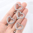 thumbnail image 3 of Belly Button Rings, Heart Reverse Navel Rings, Paved CZ Crystal Belly Piercing Jewelry, 14G Surgical Steel Curved Barbells for Women, 3 of 5