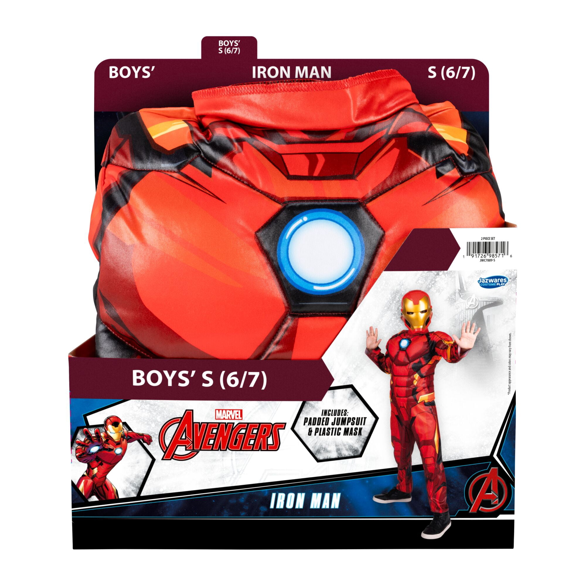 Marvel's Iron Man Halloween Costume for Children, Boy's Size S (6/7), by Jazwares