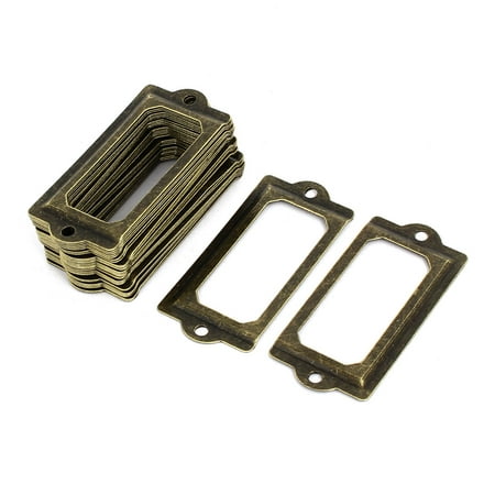 File Drawer Iron Rectangle Shape Tag Label Holder Bronze Tone