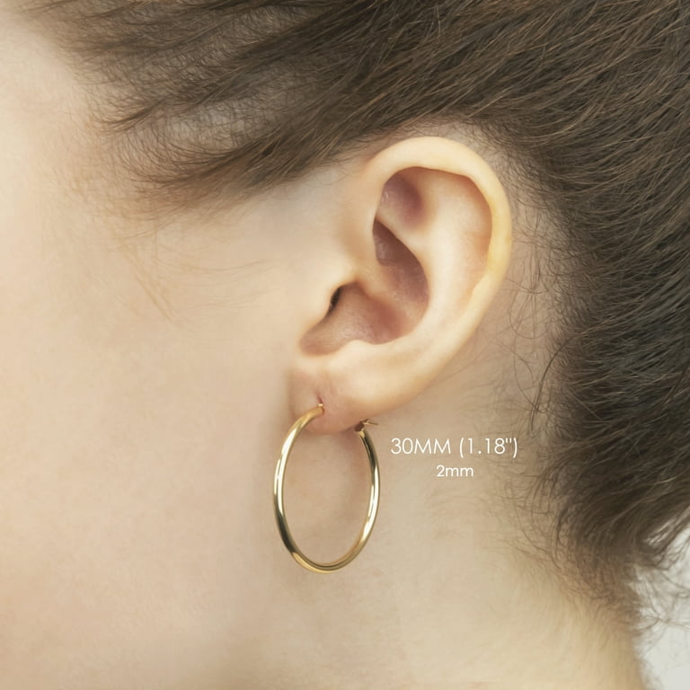 Hoop Earrings 14K Yellow Gold 30mm