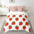 thumbnail image 2 of jejeloiu Cute Strawberry Twin Bedding Sets 7-Piece,Kawaii Fruit Bedding Comforter Set,Red White Sheet Sets For Children,Ultra Soft Home Decor Reversible, 2 of 8