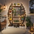 thumbnail image 4 of Tribesigns Plant Stand Indoor, Large Wide Metal Plant Shelf, Industrial Tall Curved Flower Pot Stand for Living Room, Balcony, Patio (Brown), 4 of 6