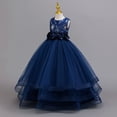 thumbnail image 3 of RUTAYY Children Girls Dress Solid Color Sleeveless Embroidery Floral Gown Wedding Birthday Party Comfortable Breathable Trendy Vacation Dresses, 3 of 9