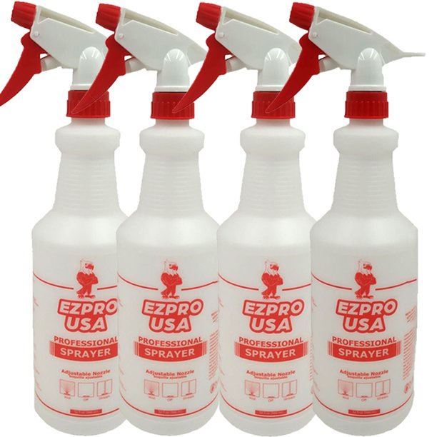 Red 32 oz Empty Plastic Spray Bottle for Cleaning Solutions