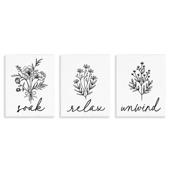 Bathroom Herbs for Relaxation 3 Piece Wall Plaque Art Set, design by Lettered and Lined